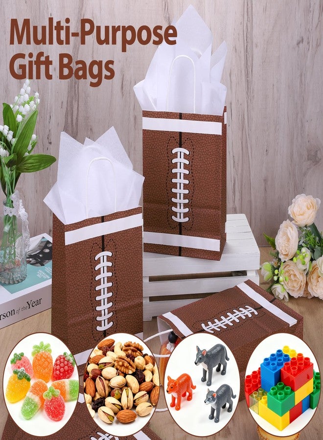 MIMIND 16 Pack Football Party Favor Bags with Handles Paper Treat Goodie Bags with Tissue Paper Reusable Football Theme Gift Bags for Birthday Party Supplies Sports Game Decorations - Image 4